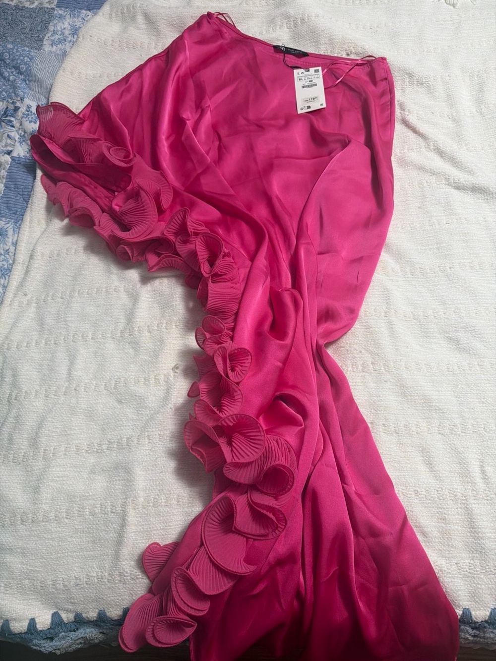 Zara Hot Pink Ruffle-Trim Scarf Wrap